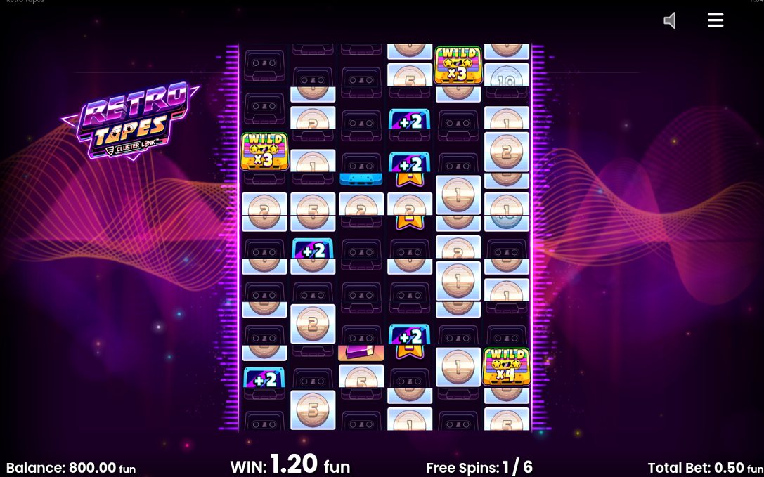 Free spins counter running above a packed cassette grid
