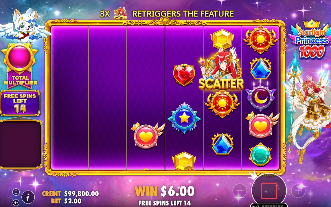 Free Spins on the purple starfield reels
